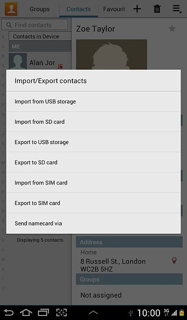 Press Import from SIM card.