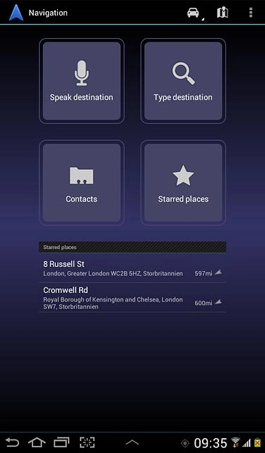 Your favourite locations are displayed.Press the required destination.