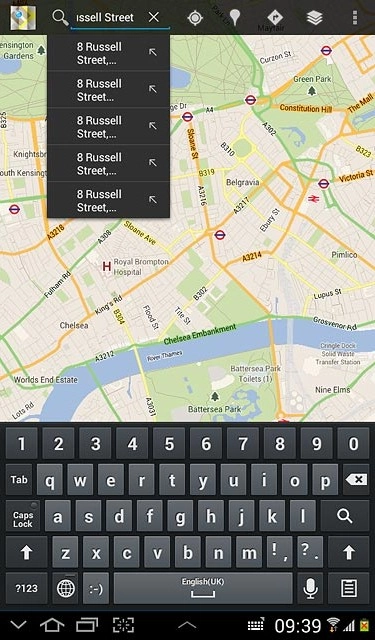 Press the required destination.