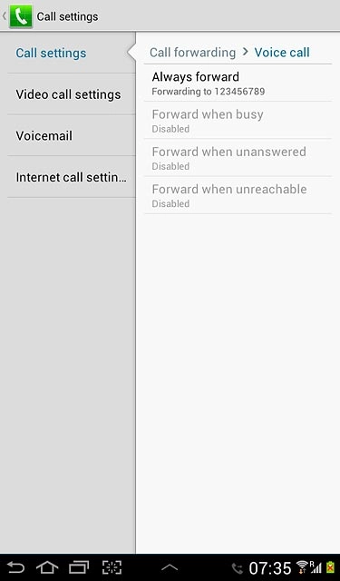 Press one of the following options:Always forward