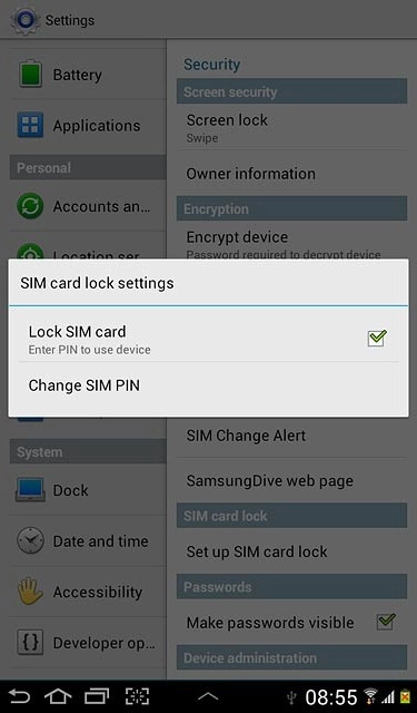 Press Change SIM PIN.
