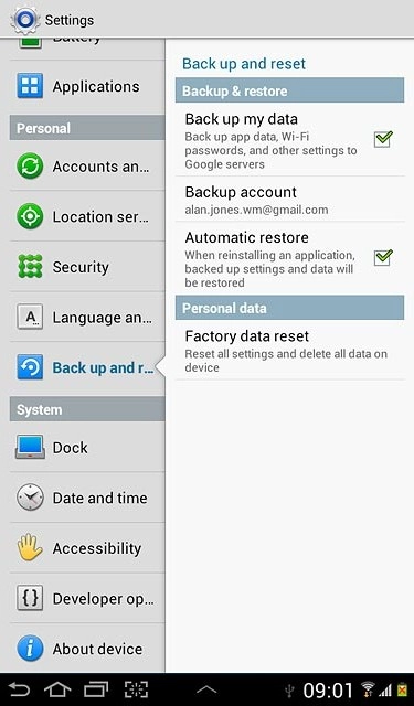 Press Factory data reset.