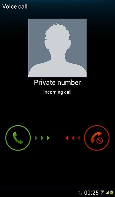 Press and drag the call icon left.