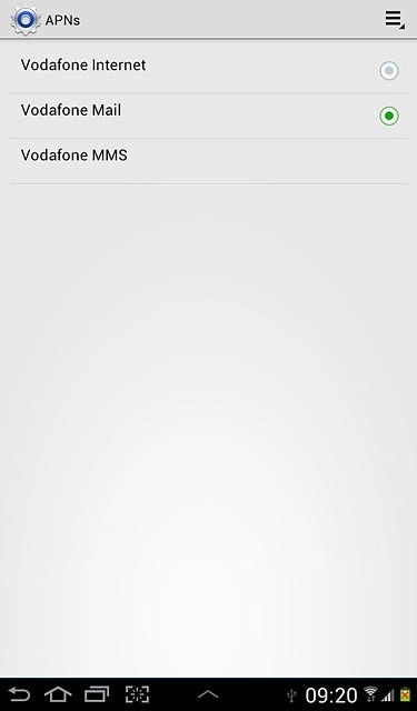 Press the field next to Vodafone Mail to fill in the field.