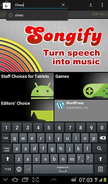 Key in the name of the required app and press the search icon.