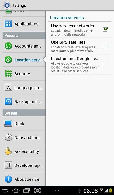 Press Use GPS satellites to turn the function on or off.