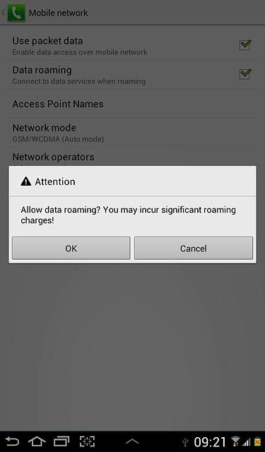 Press OK, if required.