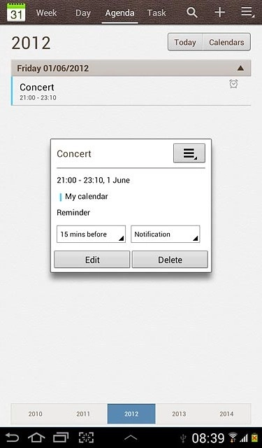Press the return icon to return to the list of appointments.
