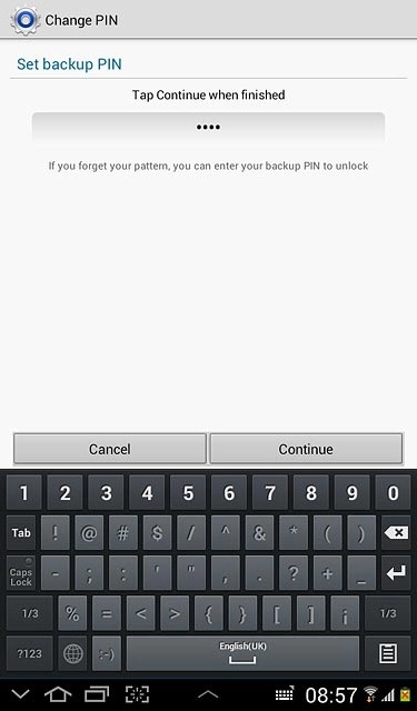 Key in the required PIN and press Continue.