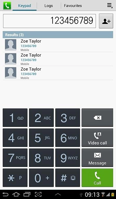 Key in the required number and press Call.