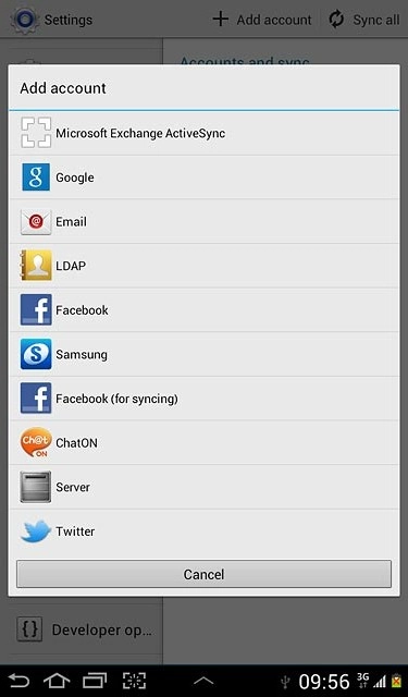 Press the required social network or the required email account.