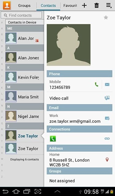 Press the required contact.