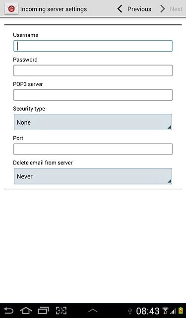 Press the field below Username and key in the username for your email account.