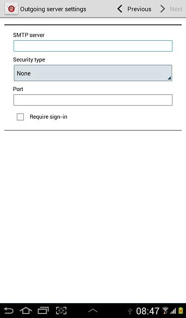 Press the field below SMTP server and key in the name or IP address of your email provider's outgoing server.Please note that if you can't send email messages when using your email provider's outgoing server, key in smtp.vodafone.net.au (Vodafone's outgoing server).