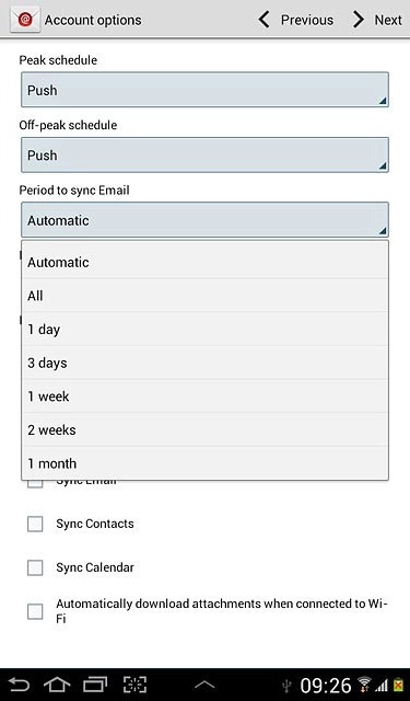 Press the required setting.