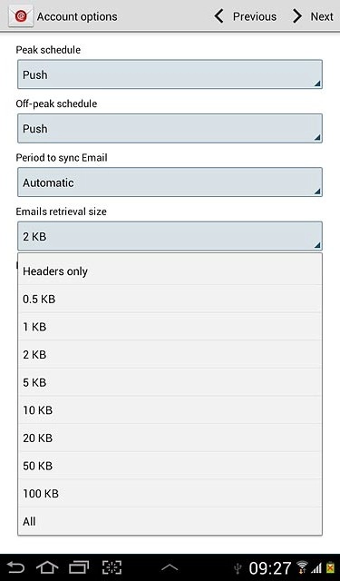 Press the required setting.