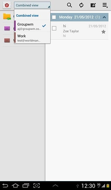 Press the required email account.