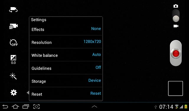 Press the video recorder settings icon.