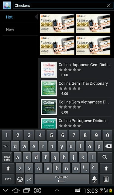 Key in the name of the required app and press the search icon.