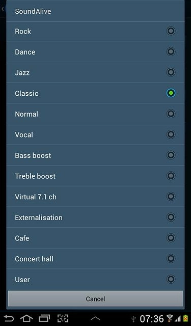 Press the required sound quality.
