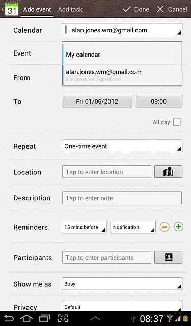 Press the required calendar.