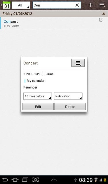 Press the return icon to return to the search.