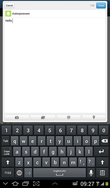 Write the required text and press Tweet.