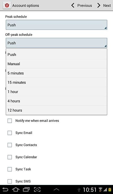 Press Push, Manual or the required frequency.Please note:Each time your device connects to the server to synchronise, data charges will apply.