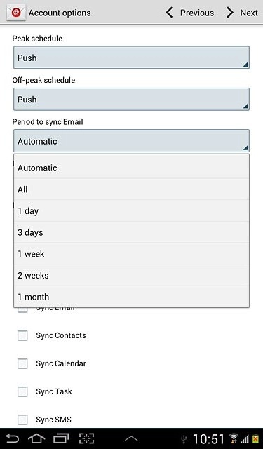 Press the required setting.