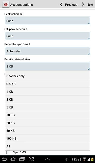 Press the required setting.