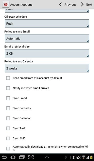 Press Automatically download attachments when connected to Wi-Fi to turn the function on or off.