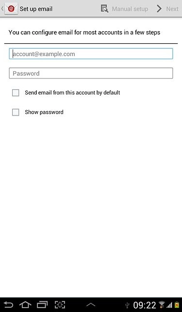 Press account@example.com and key in your email address.