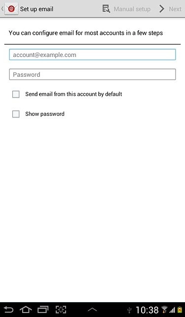 Press account@example.com and key in your email address.