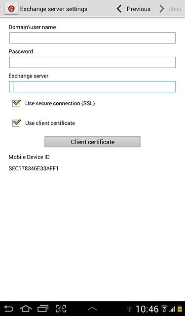 If you turn on the function:Press Client certificate and follow the instructions on the display to install the required certificate.
