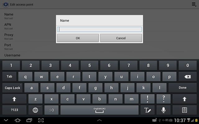 Key in Vodafone Internet and press OK.