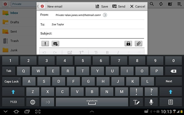 Press Subject.Key in a subject for the email message.