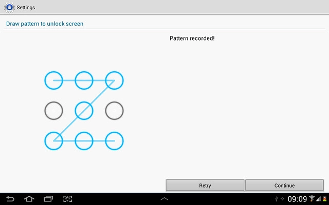 Press Continue.Repeat the selected lock code to confirm.