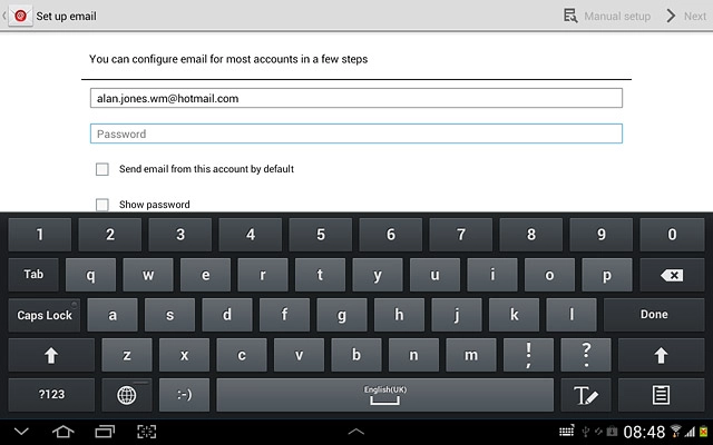 Press Password and key in the password for your email account at your email provider.