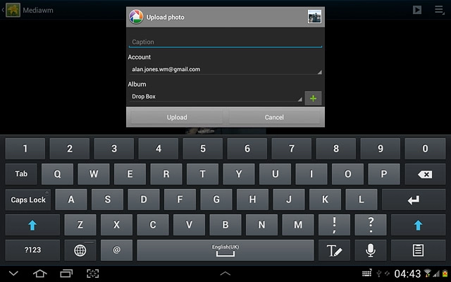 Key in text for the picture.Press Upload.