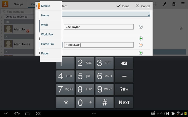 Press the required number type.