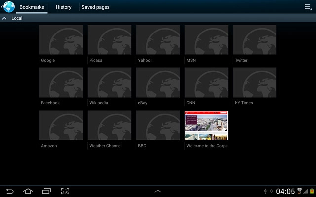 Press the required bookmark.