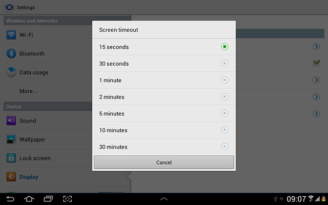 Press the required period.
