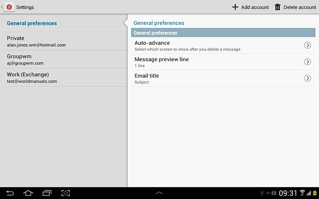 Press the required email account.