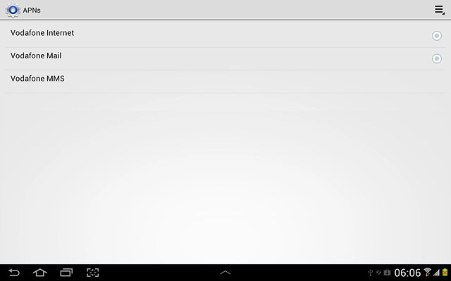 Press the field next to Vodafone Internet to fill in the field.