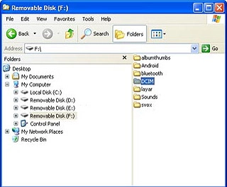 Go to the required folder in your device's file system.