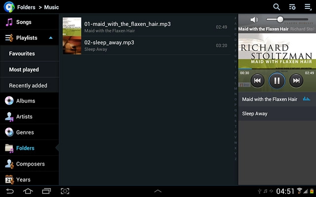 To go to the next audio file:Press arrow right.