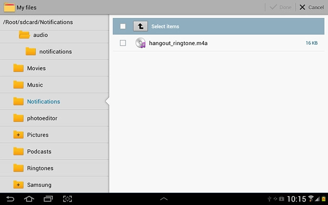 Press the required file to select it.