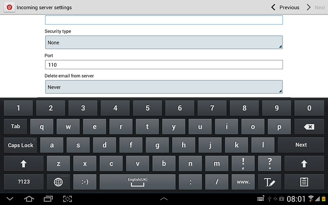 Press the drop down list below Security type.
