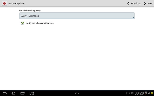 Press the drop down list below Email check frequency.