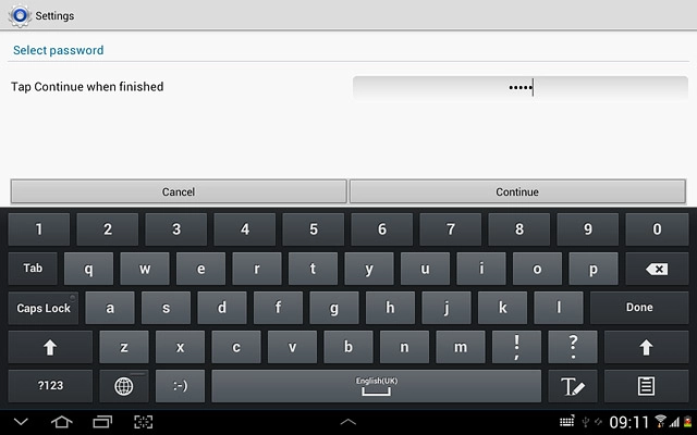 Key in the required lock code and press Continue.